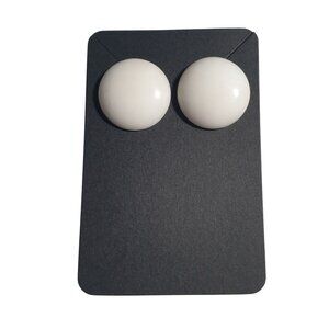 Vintage Round White Stud Earrings Costume Jewelry Classic Minimalist Design